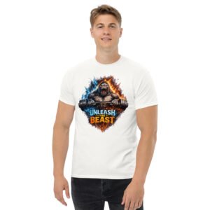 Unleash The Beast T-Shirt | Gorilla Gym Graphic Tee | Hardcore Fitness Workout Shirt | Bodybuilding Motivation Tee | Unisex Cotton T-Shirt USA