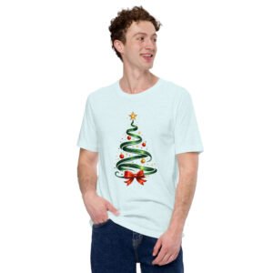 Minimalist Christmas Tree T-Shirt – Elegant Holiday Ribbon Tree Graphic Tee | Xmas Festive Shirt (Unisex)