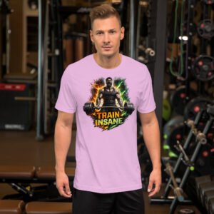 Train Insane T-Shirt | Hardcore Gym Motivation Tee | Weightlifting Bodybuilding Shirt | Fitness Workout Graphic Tee | Unisex Cotton T-Shirt USA