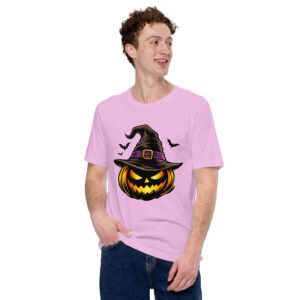 Spooky Pumpkin Halloween T-Shirt – Jack O Lantern Witch Hat Graphic Tee | Scary Halloween Shirt (Unisex)
